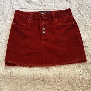 Indigo Rein Rust Red Corduroy Button-Front Mini Skirt